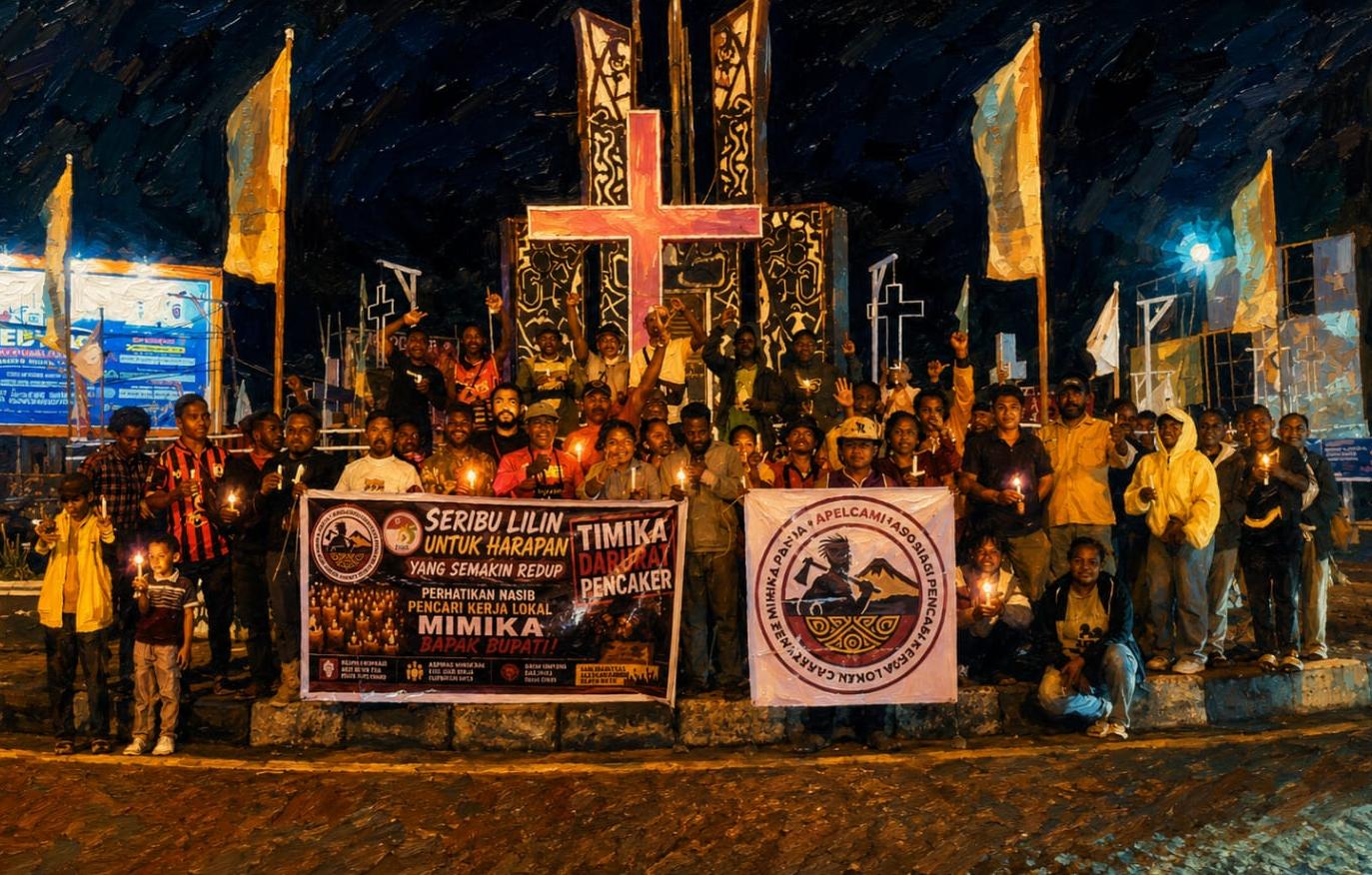 Seribu Lilin dan Harapan Pencari Kerja Mimika yang Kian Redup