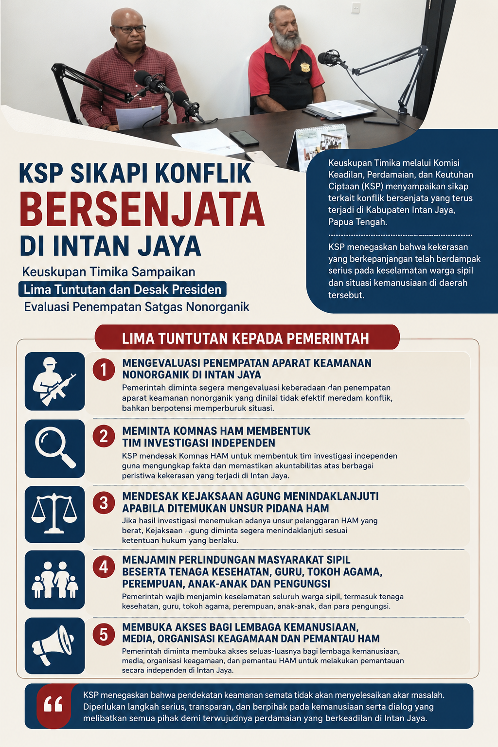 SKP Keuskupan Timika Dorong Evaluasi Kebijakan Keamanan di Intan Jaya